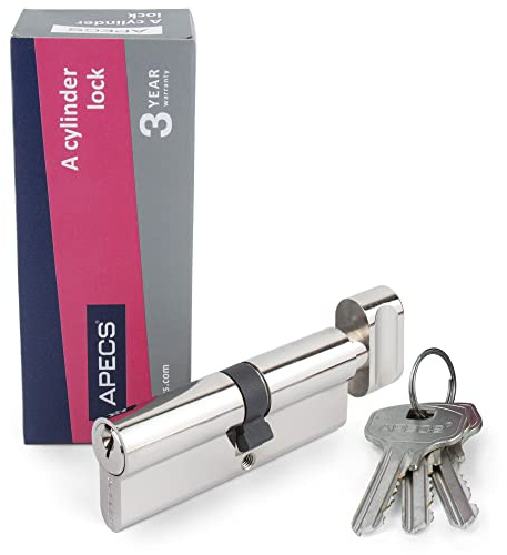 APECS Cylindre à bouton série EC avec 3 clés 105 (45C/60) mm | Serrure à cylindre pour porte d'entrée et portes intérieures modèle EC-105(45C/60)-C