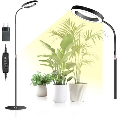 Solinorex Lampada per Piante a LED, Grow Light con Timer 6/12/16H, Altezza Regolabile 57-165cm, 3 Modalità Luce & 10 Livelli Luminosità, luci per piante da interno, con timer e adattatore