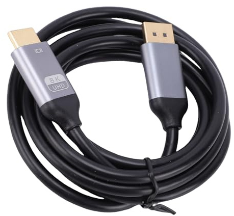 YUEHISY 8K Vid 60Hz DisplayPort Till HDMI, 4K Vid 120Hz Display Port Till HDMI-adapter, 1,8m DP (källa) (Display), 24K Guldpläterade Kontakter, Universell Kompatibilitet