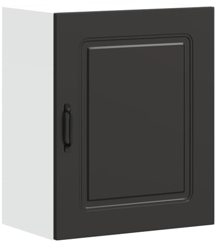 HETFTJN Kalmar Armario de cocina suspendido 50 x 31 x 60 cm para cocina y salón, madera con 2 compartimentos, con puertas, color negro