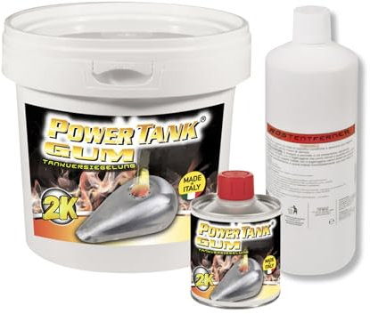 Power Tank Tankversiegelung Motorrad 2k Gum elastischen 2,5 Kg Set Tankentroster Innen Versiegelung Tanksanierung Rost Tank Entrosten Und Versiegeln Tankinnenlack Tankbeschichtung Rostlöser Auto Moped