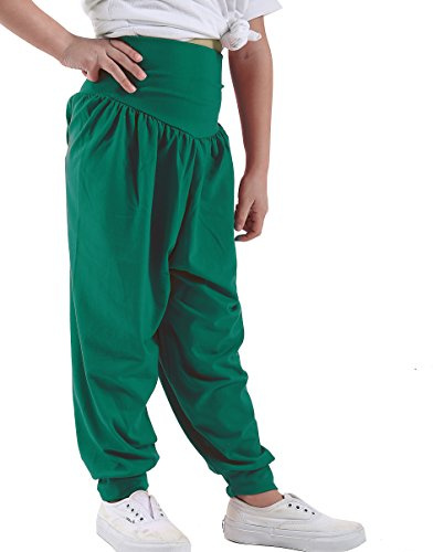 GW CLASSYOUTFIT Girls Kids Child Harem ALI Baba Yoga Baggy Pants Trouser Legging Dance Show Costume Boys Pants Unisex (11-12 Years, Green)
