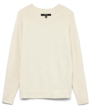 VERO MODA Vmdoffy Ls O-neck Blouse Noos Bianco sporco Beige (Birch Detail: Melange) L