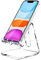 Crpich Acrylic Cell Phone Stand, Portable Clear Phone Stand for Desk, Compatible with Phone15 14 13 Pro Max Mini 12 11 Plus SE, Switch, Android Smartphone, Pad, Tablet, Desk Accessories
