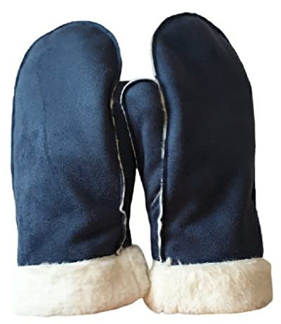 AXELENS Varma Handskar Herr Vinterstängda Vantar Elegant Bekväm Eco Mocka L/XL BLÅ