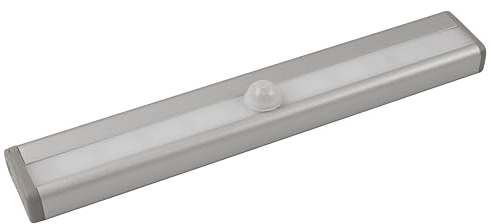 Sensore PIR luce sottopensile in alluminio, funzionamento a batteria, bianco caldo