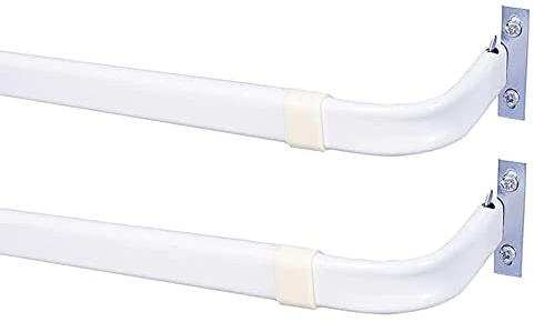 Blu-Pier Tech Heavy Duty Single Rod,Lock Seam Curtain Rod 28 to 48-Inch Adjustable Width, 2 1/2-Inch Projection，Hardware Included,White(Pack of 2)