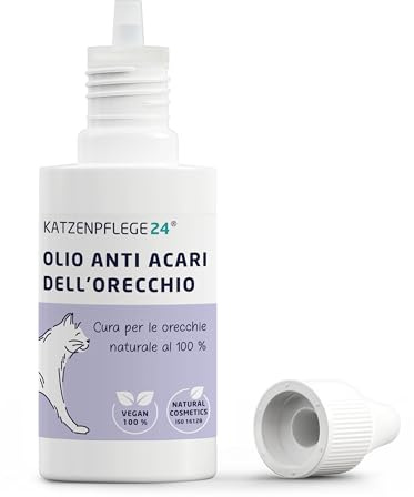 KATZENPFLEGE24 Olio anti acari dell'orecchio gatti - 100% effetto immediato naturale contro acari dell'orecchio, infiammazioni, rogna dell'orecchio & prurito - Prodotti contro acari del gatto 50ml