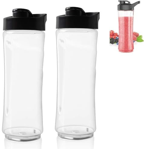 Blender Bottles Only, Blender Cups Spare Bottle Blender Smoothie Bottle Cups Replacement Sports Bottle Cups for Oster Models BLSTPB and BLSTP2 20 oz Blow Molded Bottles with Lid Set (2PCS)