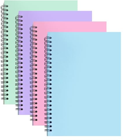 ABCDPP 4 Packs Spiral Notepad A5, A5 Notebook, 100 Pages/50 Sheets Colorful Cover Wirebound Notebooks Bulk Journals, 14 CM * 21 CM Lined Notebook for Business Office School Travel