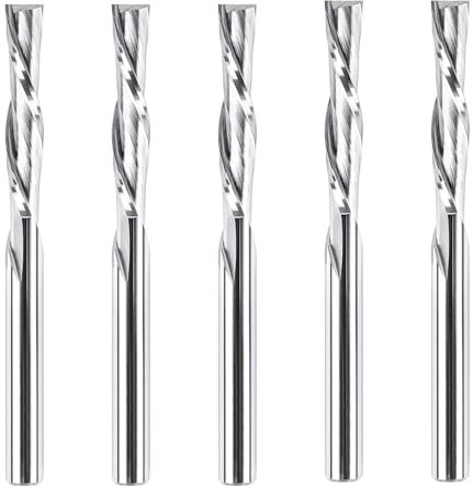 SpeTool 5 Stück Spiralfräser 4mm Schaft Downcut 22mm Schnittlänge Router Bit Fräser für Oberfräse 2 Flöten CNC Fräser Nutfräser VHM Schaftfräser Holzfräser Spiralnutfräser Langlochfräser Holz