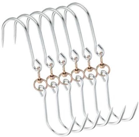 Mikinona 6pcs Meat Hanging Hooks BBQ Smoker Butcher Hooks for Beef Chicken Sausage Heavy Duty Grill