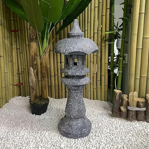 RVUEM Negro,H: 79CM, Torre De Piedra para Paisaje De JardíN Estatua De JardíN con Farol De Pagoda Farol Piedra JaponéS DecoracióN AsiáTica Zen para Interiores Y Exteriores para Patios Porches