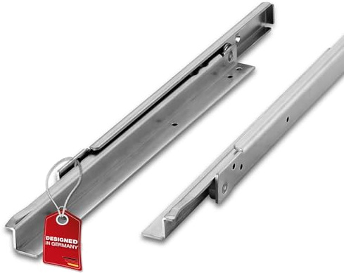 SOTECH Guida per cassetti, guida a rulli per impieghi gravosi, estrazione parziale 450 mm, guida in acciaio zincato, montaggio su superficie in particolare per carichi elevati fino a 100 kg