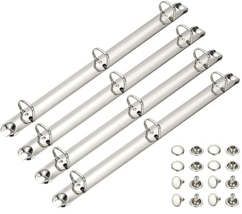 PATIKIL A4 3 Anneaux Mécanismes Reliure, 4 Set 0.63 D Anneau Remplacement Reliure Planificateur Feuilles Mobiles Épines Reliure pour Accessoires Dossier Stockage, 20mm Ton Argenté