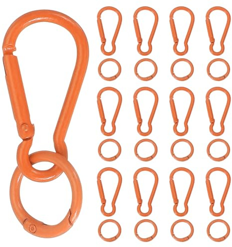sourcing map 20 clips de resorte, gancho para llavero con anillo tórico, multiuso, color caramelo, clips de llavero de enlace rápido para bricolaje, cordón, manualidades, camping, mochileros, color