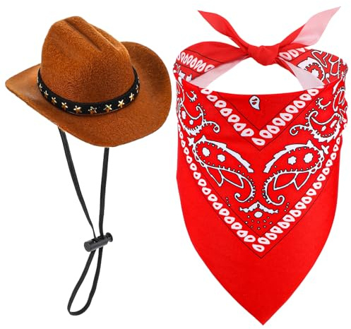 WLLHYF Cappello da cowboy per cani e gatti Mini costume da cowboy, cappello a bandana, accessorio per cuccioli, gattini, uso quotidiano, Halloween, feste per animali domestici, vacanze, decorazione