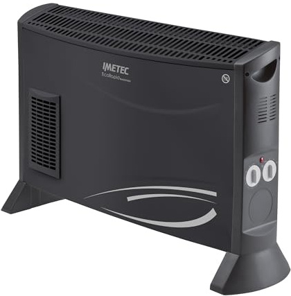 Imetec Eco Rapid Black Code Termoconvettore - Stufetta Elettrica a Basso Consumo con Modalità ECO -40% di Energia - 2000W, 4 Temperature, Riscaldamento Rapido, Termostato di Sicurezza, Silenzioso