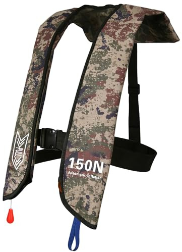 Inflatable Life-Jacket for Adults| Life-Vest with Automatic/Manual Multifunctional Inflation-PFD| Lightweight & Compact Supports up to 300lbs for Kayaking Fishing Boating (Camouflage)