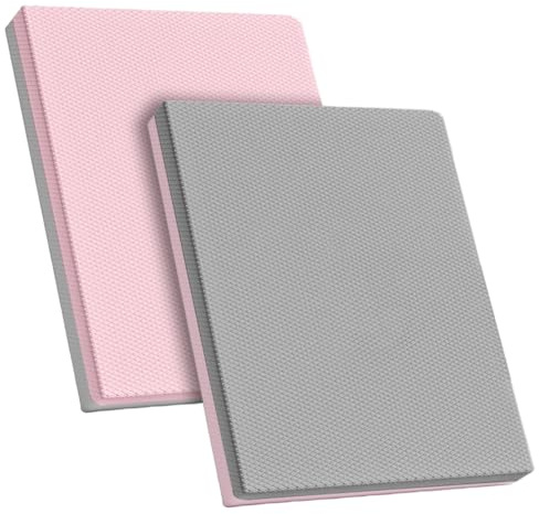 Balance Pad set med 2, 40 x 33 cm balanskuddar 5 cm tjocka halkfria balanskuddar för balans- och stabilitetsträning, träningsdyna för fysioterapi, fitness, yoga, pilates (grå + rosa)