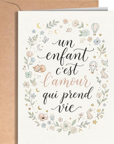 Carte Naissance - Carte Naissance Bébé - Bienvenue Bébé Bienvenue Bébé Garçon, Fille ou Genre Neutre - Félicitations aux Nouveaux Parents Carte - Bapteme, Gender Reveal Cadeau - EU 296