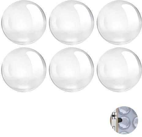 Transparent väggdörrstopp set med 6 tyst dörrkilar självhäftande 50 x 8 mm dörrblock stötsäker dörrhandtag och vägg mjuk silikon diskret för hem kontor kök salt