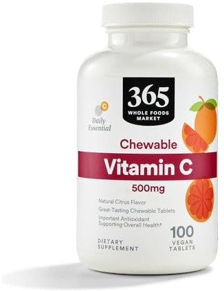 365 by Whole Foods Market, Chewable Vitamin C 500mg, Natural Citrus Flavor, Vegan, 100 Tablets