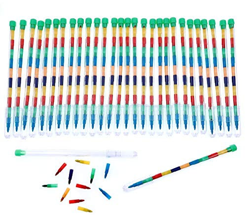JZK 30 x Divertente matite penne pastelli colorati a cera rimovibile per cambiare colore, idea pensierino bomboniere regalino gadget festa compleanno bambini