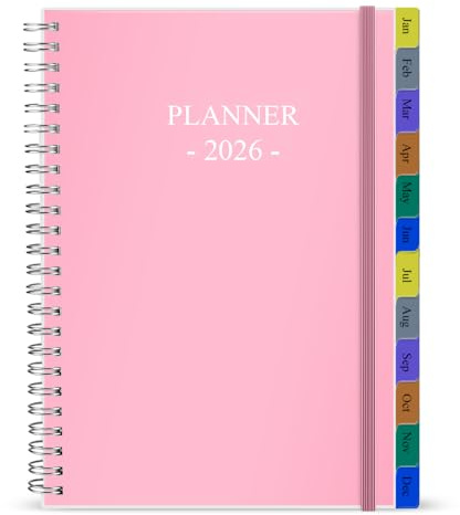 2026 Planner - Weekly & Monthly Planner Runs January 2026 to December 2026, 6.25 x 8.25, 12 Monthly Tabs, 14 Notes Pages, Inner Pocket, Flexible Cover with Twin-Wire Binding, Planners 2026
