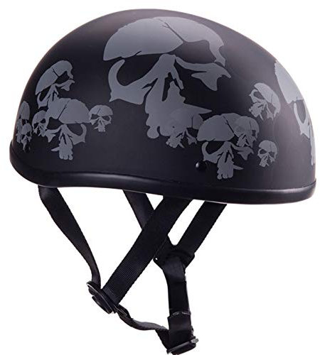 ZLYJ Retro Abierto Cascos, Casco Media Concha Motocicleta, Forma de Cuenco Casco, para Mujer y Hombre, Braincap, para Mofa Crash Cruiser Scooter Biker Racing, ECE Homologado A,L