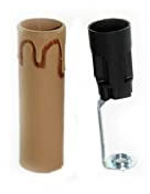 Portalámparas falso vela E14 casquillo pequeño completo de fijación roscada de 6,5 cm - 8,5 cm - 10 cm blanco, marfil, envejecido (8,5 cm, envejecido)