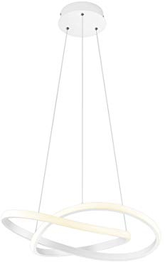 lightling LED Pendelleuchte Wibke, Ringe mit Acrylabdeckung, Korpus aus weiß matt Metall, fest verbaute LED Technik (27W), dimmbar (Switch Dimmer), Höhe zur Decke: max. 150 cm, Durchmesser: 60 cm