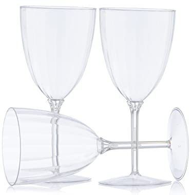 Decor Decorline - 48 copas de vino de plástico premium transparente reutilizables, copas de cóctel para bodas y fiestas, 200 ml, reutilizables y estables.