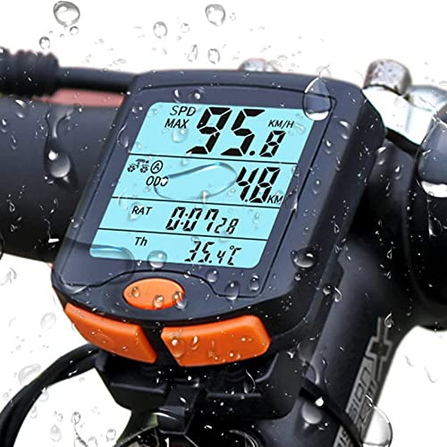 HKMA Computer da Bicicletta Wireless, Display LCD retroilluminato Multifunzione, Impermeabile