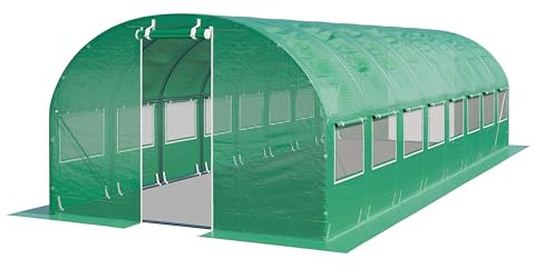 TOOLPORT Foliengewächshaus Gewächshaus 3x8m stabil & langlebig mit Fenster - reißfeste PE Plane 180g/m² grün transparent