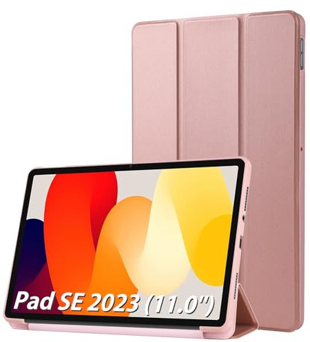 Simpeak Cover Compatibile per Xiaomi Redmi Pad SE 2023 (11.0'') Custodia, Cover in Pelle PU Compatibile con Xiaomi Redmi Pad SE 2023 (11.0'') Ultra-Sottile Folio Supporto Smart Cover, Oro Rosa