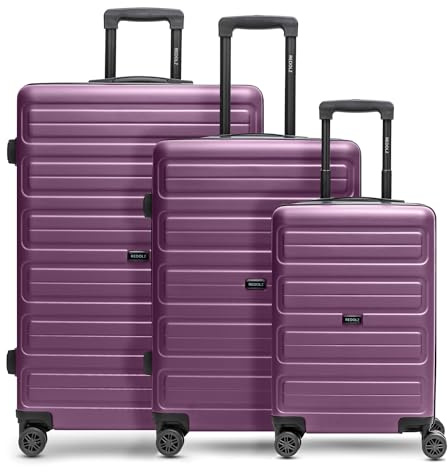 REDOLZ Articolo originale Essentials 08, Viola, Kofferset (3-teilig), Trolley rigido con ruote girevoli