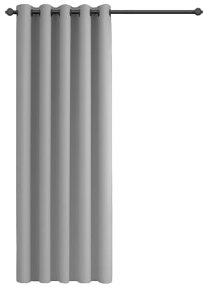 Imperial Rooms Eyelet Blackout Curtains for Living Room 66x84 Inch Light Grey Curtains for Bedroom Energy Saving Door Curtain One Panel with Tieback