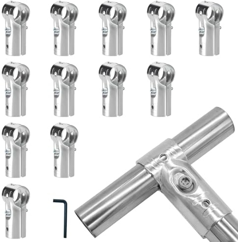 12 stycken T-rörklämmor anslutningspunkt T Pipe Clamp rörkoppling kedjelänk staketklämma hörnbeslag ändskenklämma lämplig för ytterdiameter 25 mm