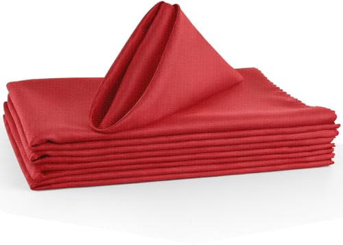 Cxryrzhe Stoffservietten 4er-Pack Rot 48x48cm Weiche Tischservietten Esstischserviette für Hochzeit, Bankett, Hotel, Zuhause, Party, Veranstaltungen, Weihnachten, Dekoration, gesäumte Kanten Leicht