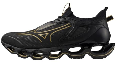 Mizuno Chaussures de Course Wave Prophecy 14 pour Homme, Noir/doré, 43 EU