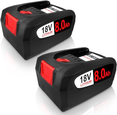 2 Stück 8,0Ah Ersatzakku für Bosch Akku 18V PBA PSB PSR Ersatzakku für Haus und Garten Werkzeuge Kompatibel mit Bosch 18V Akku AL1810CV, AL1815CV, AL1830CV (2stück-1)