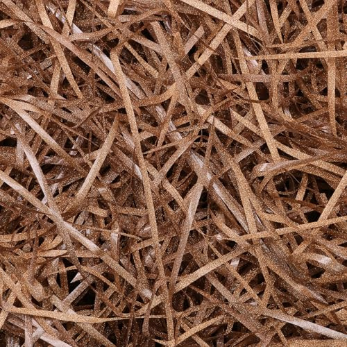 Lyaor 100 Gramos Papel Brillante Triturado de Rafia Relleno Material para Cesta de Regalo Rafia Papels Relleno para Caja de Regalo Papel Decoración Embalaje de Regalos para Fiestas Navidad - Champagne