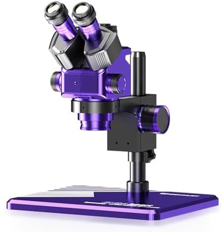 Vituord Microscopio Estereoscópico Trinocular Profesional, Microscopio Electrónico con Zoom, Aumento De 6,5-60X, Oculares WH10x25, Luz Anular LED Y Soporte De Un Solo Brazo