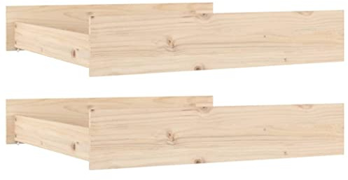 Lot de 2 Tiroirs sous Lit à Roulettes, Tiroir de Lit Rangement avec Roulettes 2 pcs bois de pin massif