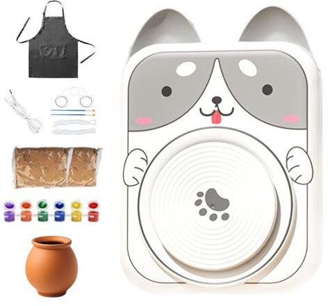 Nudorpn Potter's Wheel for Beginners 5V DC, Cute Animal Pottery Wheel, Beginner-Friendly Art Set for Modeling, Carving, Shapes, Painting, Crafts