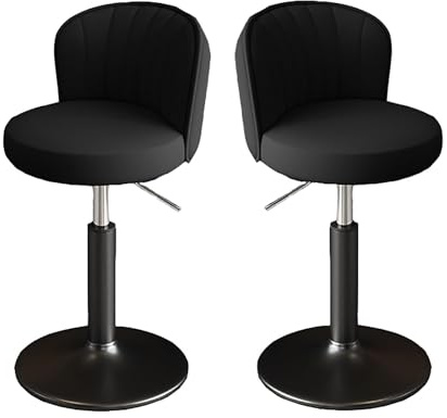 Moderna Barstolar I Metall Med Bänkhöjd, Snurrpall Konstläder Ryggstöd, Justerbar Köksö(Black a,Low)
