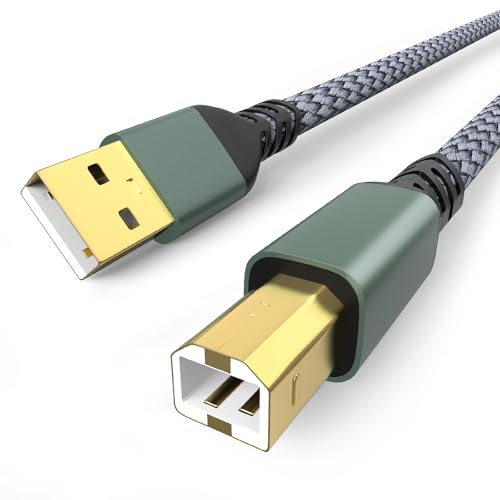 Cavo USB per stampante Sinoacc da USB A a USB B, 480Mbps ad alta velocità, cavo per scanner e stampante intrecciato in nylon, compatibile con HP, Canon, Dell, Epson, Brother, pianoforte, DAC, tastiera