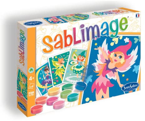Sentosphère 3908814 Bastel-Set für Kinder, Sandbilder, Motiv: Feen, Kreativset, DIY, bunt