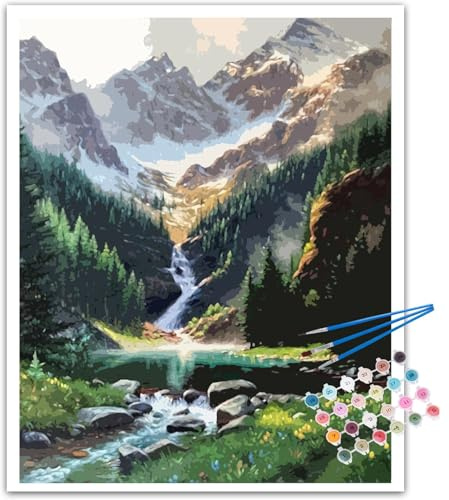 YALKIN Malen Nach Zahlen Erwachsene, Paint by Numbers Malen Nach Zahlen, DIY Landschaft mit Pinseln und Acrylfarben Handgemalt Ölgemälde Leinwand für Home Décor, Ohne Rahmen (40x50cm)